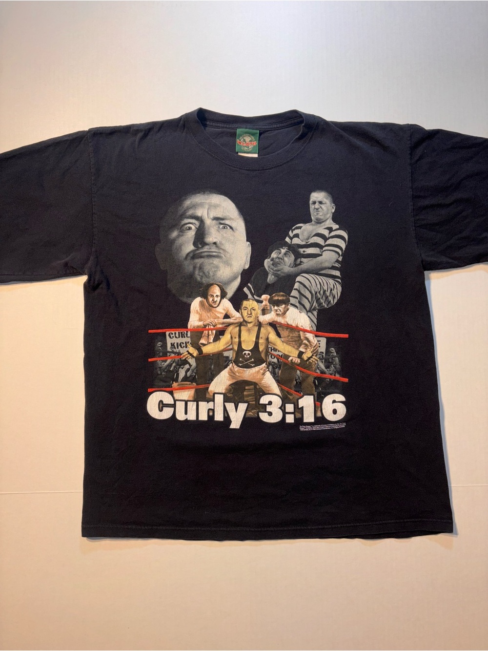 Vtg Three Stooges Curly Stone Cold 316 WWF Wrestling Parody 90’s USA T-shirt XL